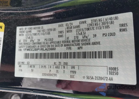 2024 Ford Bronco Wildtrak from USA, damaged, VIN 1FMEE2BP1RLA23680